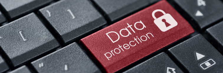 Dekorativt billede af et tastatur, hvor der på en knap står Data Protection